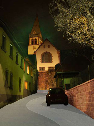 Beleuchtete Melanchthonkirche
